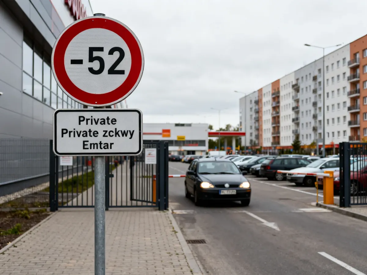 Wjazd do strefy ruchu przy parkingu centrum handlowego
