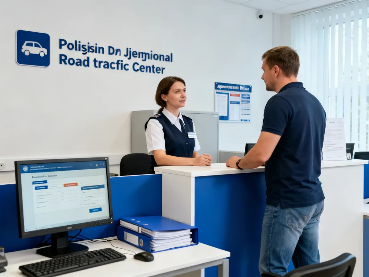 Kandydat ustalający termin egzaminu na prawo jazdy w biurze obsługi klienta